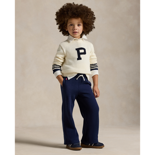 Polo Ralph Lauren Fleece Wide-leg Sweatpant In Newport Navy/college Pink