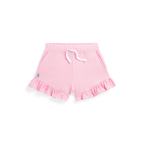 Polo Ralph Lauren Ruffled Stretch Mesh Short In Carmel Pink/harbor Island