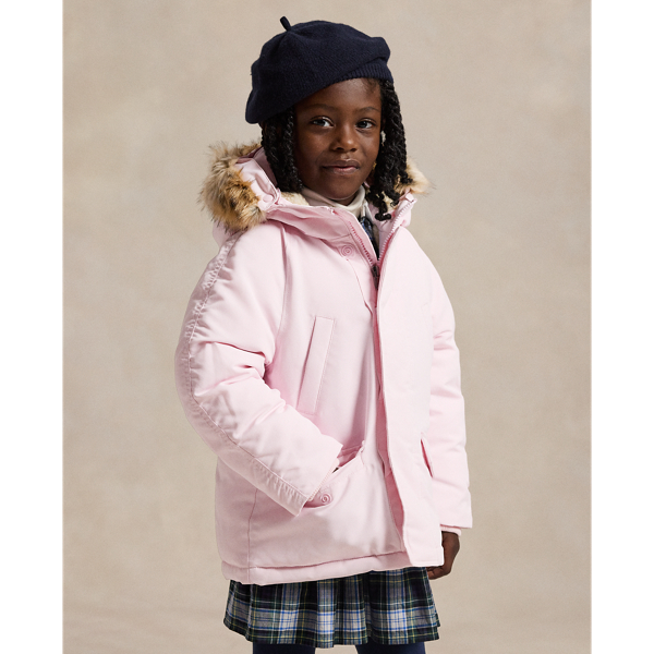 Polo Ralph Lauren Faux-fur-trim Down Parka In Hint Of Pink