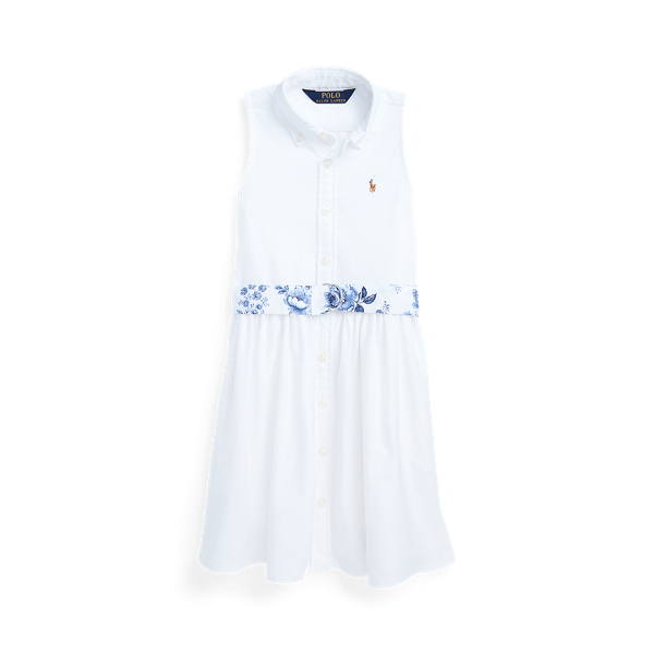 Ralph Lauren Kids' Belted Cotton Oxford Dress In White