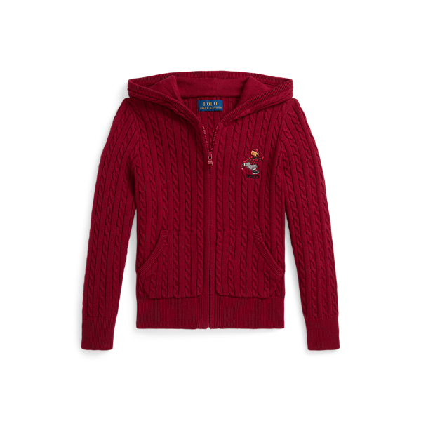 Polo Ralph Lauren Ralph Lauren Polo Bear Cotton Full-zip Sweater In Red