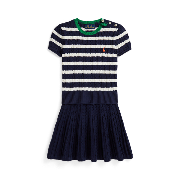 Polo Ralph Lauren Ralph Lauren Striped Cotton Sweater & Skirt Set In Black