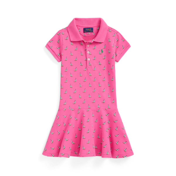 Polo Ralph Lauren Sailboat-print Stretch Mesh Polo Dress In Mini Sailing/white