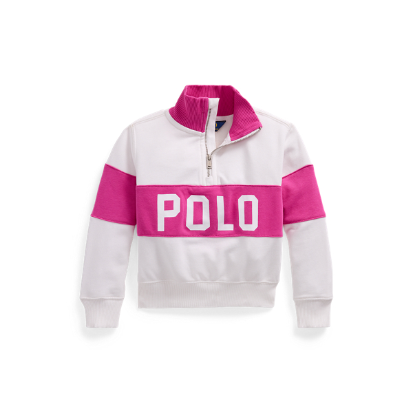 Polo Ralph Lauren Logo French Terry Quarter-zip Pullover In Belmont Pink
