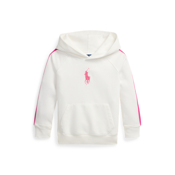 Polo Ralph Lauren Striped Big Pony French Terry Hoodie In Belmont Pink/white
