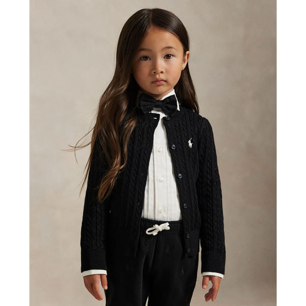 Polo Ralph Lauren Ralph Lauren Metallic Mini-cable Cardigan In Black