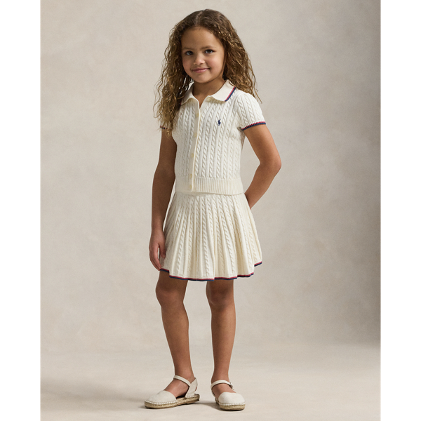 Polo Ralph Lauren Mini-cable Cotton Cardigan & Skirt Set In Nevis Multi