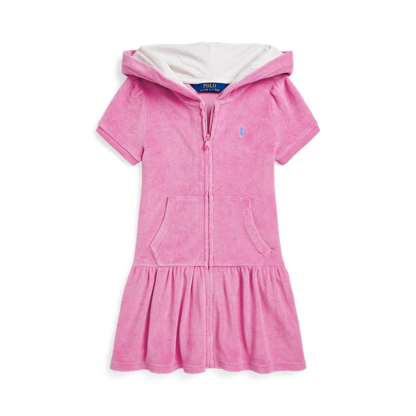 Polo Ralph Lauren Hooded Terry Cover-up In Laguna Pink W/ Nevis