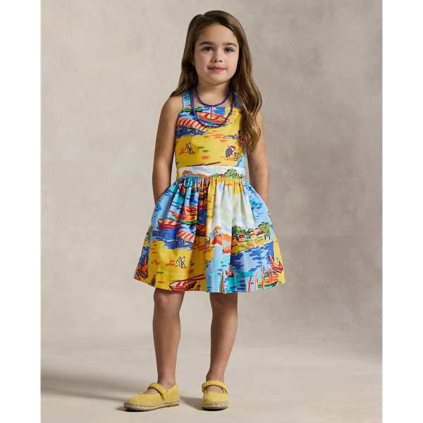 Polo Ralph Lauren Riviera-print Cotton Dress In Seaside Village Haven