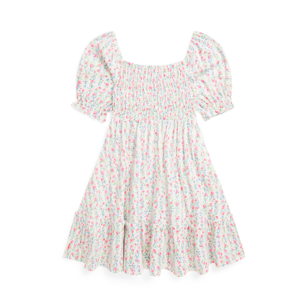 Polo Ralph Lauren Floral Smocked Cotton Jersey Dress In Meadow Floral
