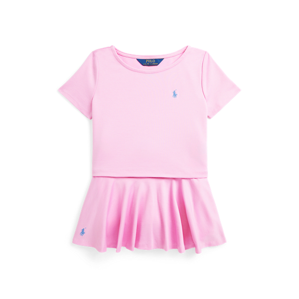 Polo Ralph Lauren Ponte Boxy Tee & Skort Set In Carmel Pink/harbor Island