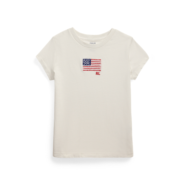 Polo Ralph Lauren Big Girls Flag-applique Jersey T-shirt