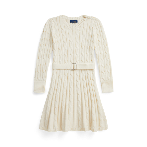 Polo Ralph Lauren Ralph Lauren Cable-knit Cotton Sweater Dress In Neutral