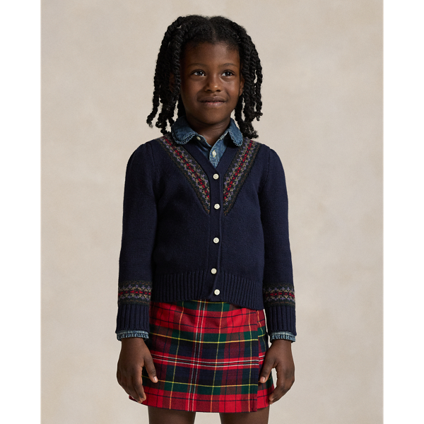 Polo Ralph Lauren Ralph Lauren Fair Isle Cotton-blend V-neck Cardigan In Black