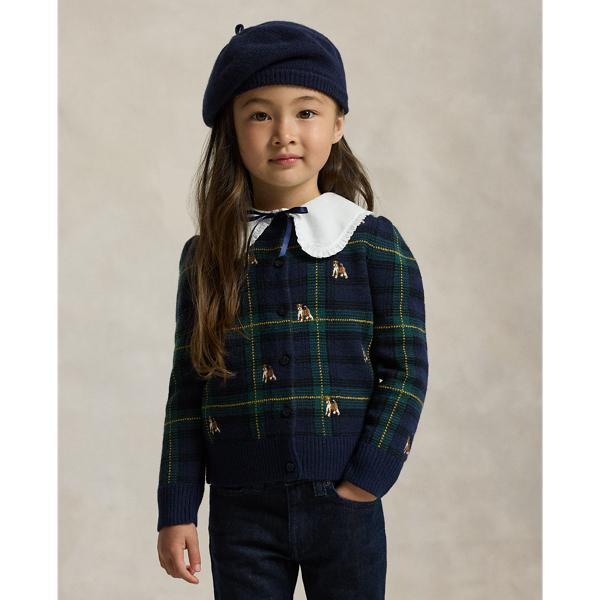 Polo Ralph Lauren Ralph Lauren Dog-embroidered Wool Cardigan In Blue
