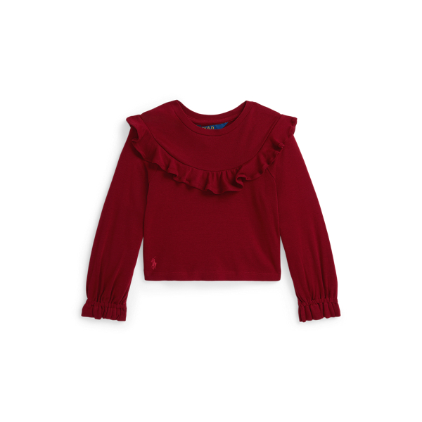 Polo Ralph Lauren Ralph Lauren Ruffled Cotton-modal Top In Red