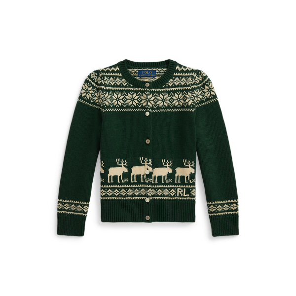 Polo Ralph Lauren Ralph Lauren Fair Isle Reindeer Cotton-blend Cardigan In Green