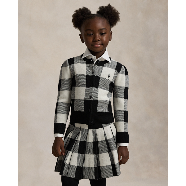 Polo Ralph Lauren Ralph Lauren Buffalo Check Wool Cardigan & Skirt Set In Gray