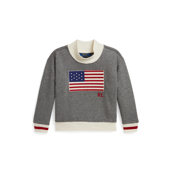 Polo Ralph Lauren Ralph Lauren Flag Fleece Mockneck Sweatshirt In Gray
