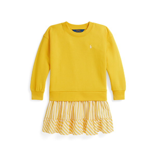 Polo Ralph Lauren Ralph Lauren Striped-skirt Loopback Fleece Dress In Yellow