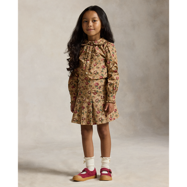 Floral Cotton Poplin Ruffled Top