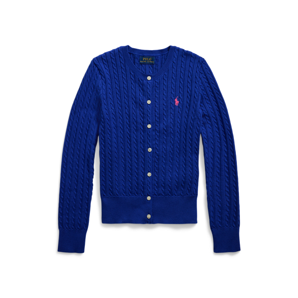 Polo Ralph Lauren Mini-cable Cotton Cardigan In Cruise Royal