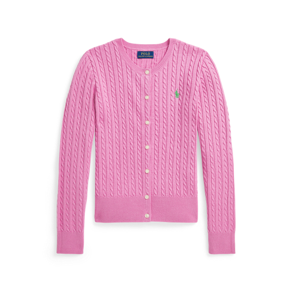 Polo Ralph Lauren Mini-cable Cotton Cardigan In Laguna Pink