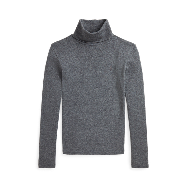 Polo Ralph Lauren Ribbed Cotton-blend Turtleneck In Med Flannel Heather
