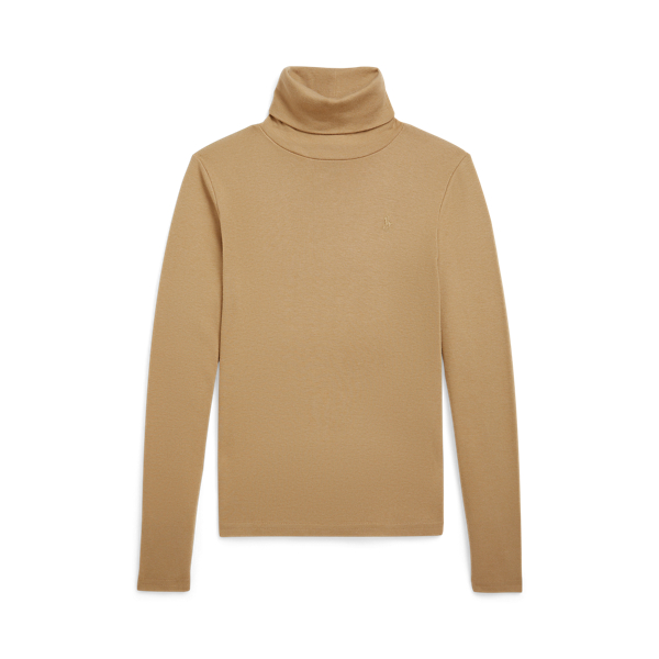 Polo Ralph Lauren Ralph Lauren Ribbed Cotton-modal Turtleneck In Brown
