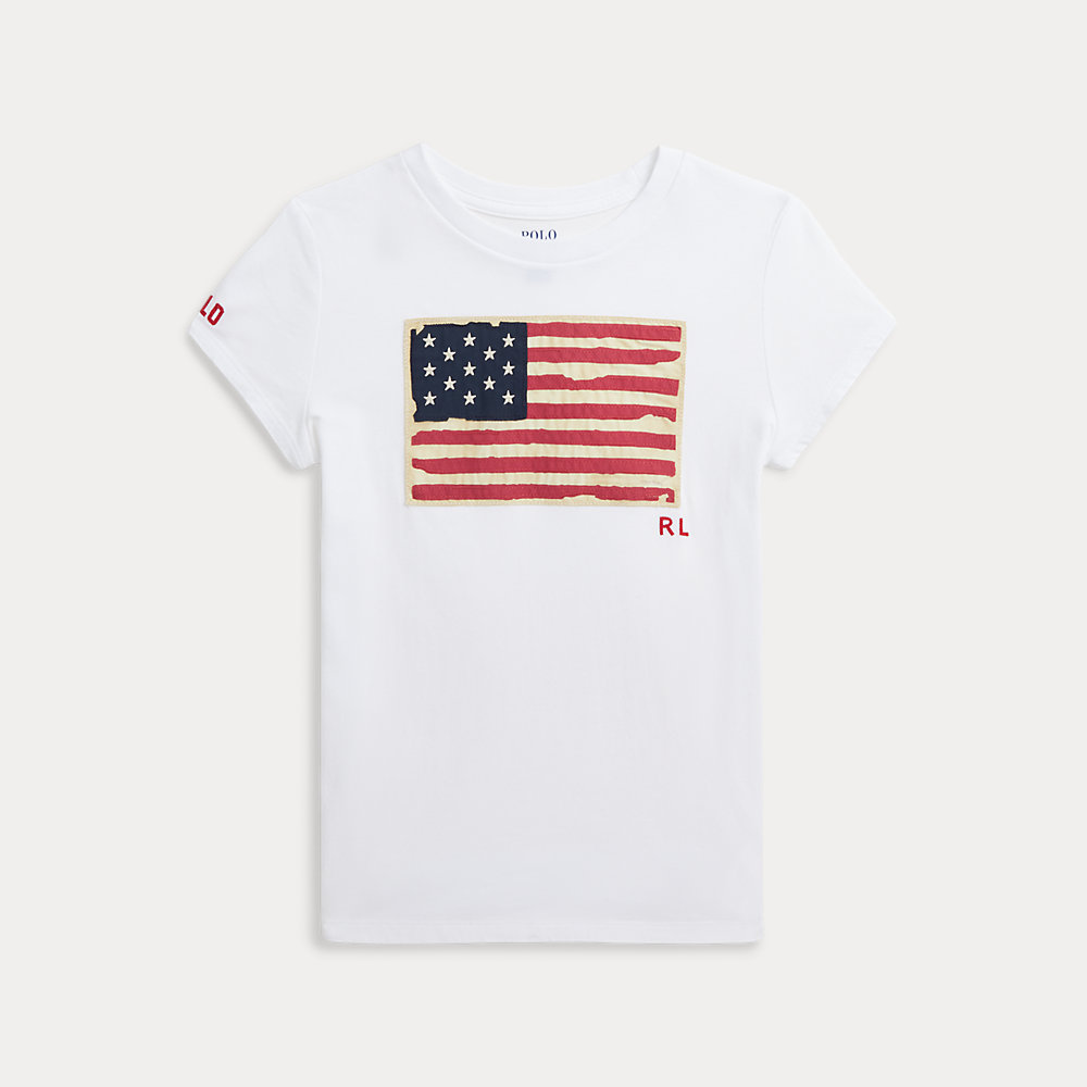 Polo Ralph Lauren Flag-logo Cotton T-shirt In White