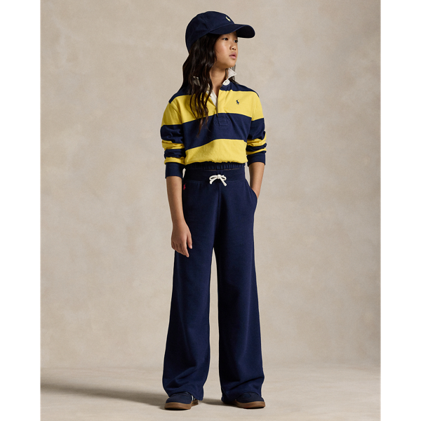 Polo Ralph Lauren Fleece Wide-leg Sweatpant In Newport Navy/college Pink