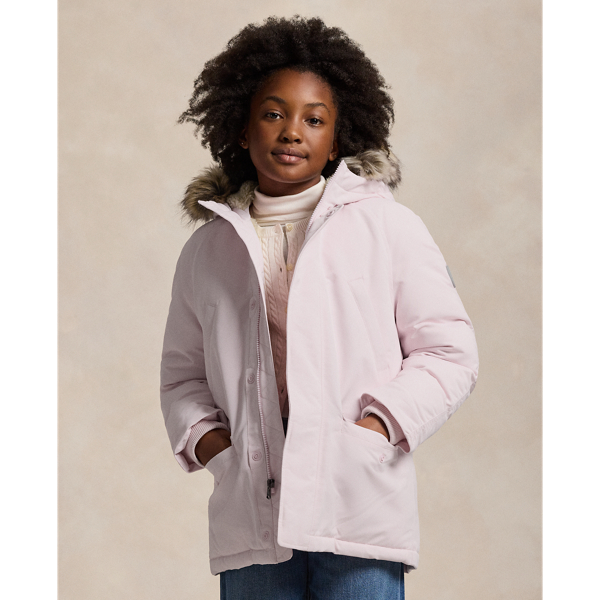 Polo Ralph Lauren Faux-fur-trim Down Parka In Hint Of Pink