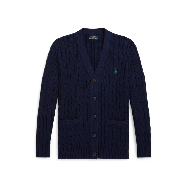 Polo Ralph Lauren Cable-knit Button-down Cardigan In Blue