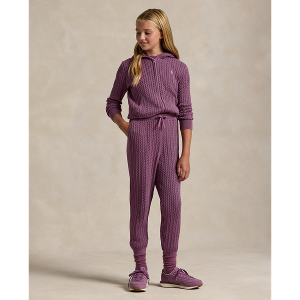 Polo Ralph Lauren Kids' Mini-cable Cotton Jogger Pant In Tea Rose