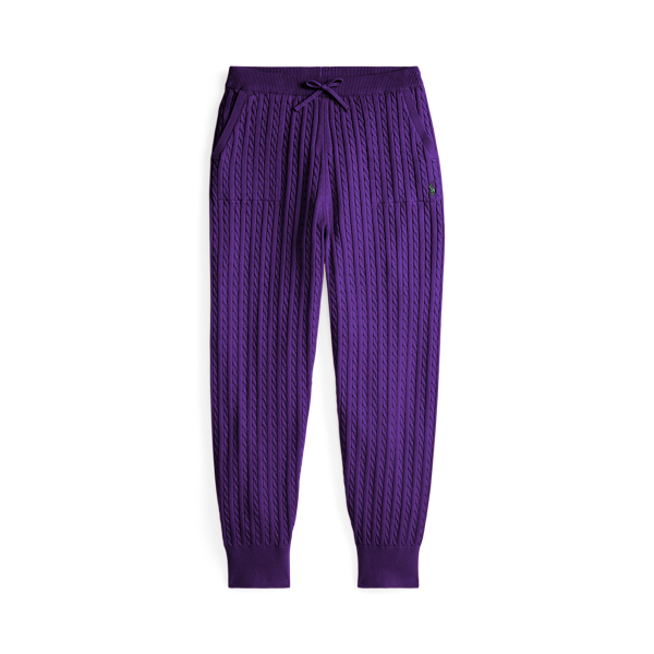 Polo Ralph Lauren Ralph Lauren Mini-cable Cotton Jogger Pant In Purple