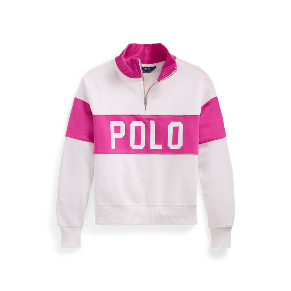Polo Ralph Lauren Logo French Terry Quarter-zip Pullover In Belmont Pink