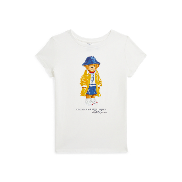 Polo Ralph Lauren Polo Bear Cotton Jersey Tee In Paper White