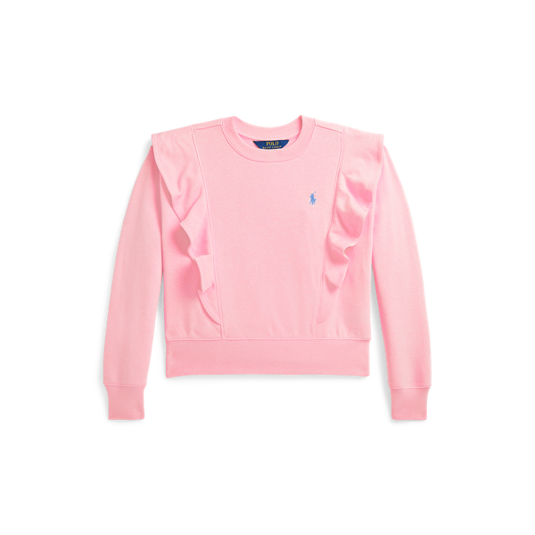 Polo Ralph Lauren Big Girls Ruffled French Terry Sweatshirt In Carmel Pink/harbor Island