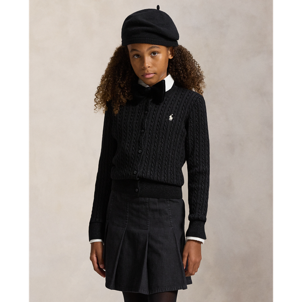 Polo Ralph Lauren Ralph Lauren Metallic Mini-cable Cardigan In Black