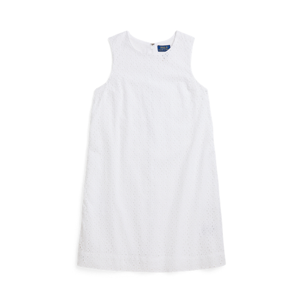 Polo Ralph Lauren Big Girls Eyelet-embroidered Cotton Dress In White