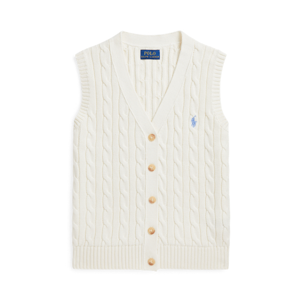 Polo Ralph Lauren Cable-knit Cotton Sweater Vest In Nevis/harbor Island Blue
