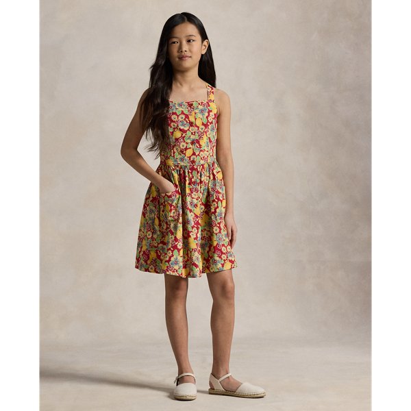 Polo Ralph Lauren Lemon-floral Slub Cotton Dress In Lemon Floral