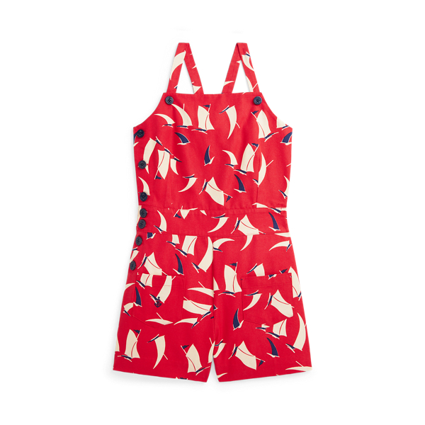 Polo Ralph Lauren Sailboat-print Cotton Canvas Romper In Art Deco Sails