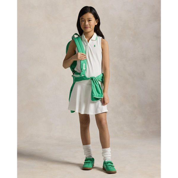 Polo Ralph Lauren Stretch Mesh Skort In White/plato Green