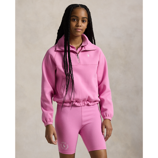 Polo Ralph Lauren Double-knit Quarter-zip Sweatshirt In Laguna Pink/white
