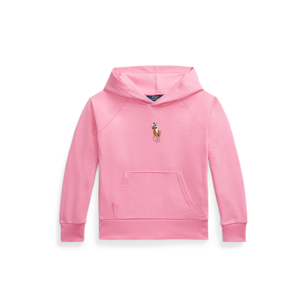 Polo Ralph Lauren Big Girls Floral Big Pony Terry Hoodie In Laguna Pink W/ Multi
