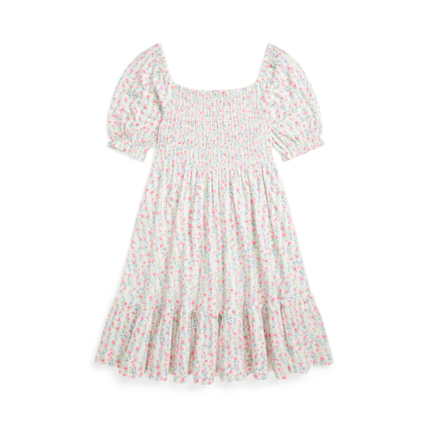 Polo Ralph Lauren Floral Smocked Cotton Jersey Dress In Meadow Floral