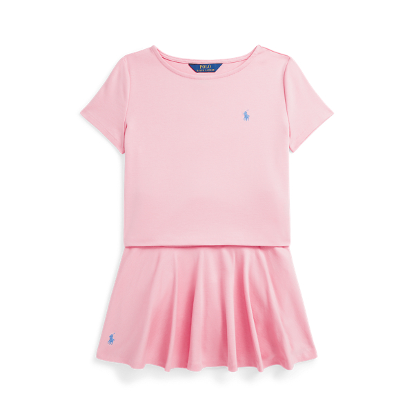 Polo Ralph Lauren Ponte Boxy Tee & Skort Set In Carmel Pink/harbor Island