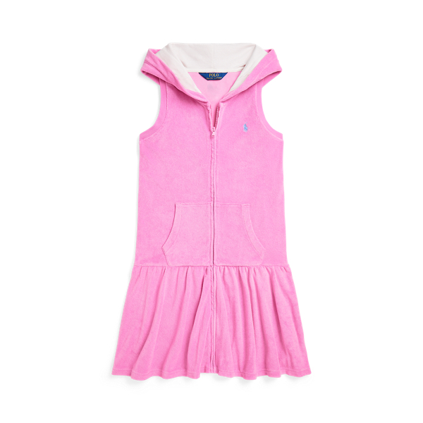 Polo Ralph Lauren Hooded Terry Cover-up In Laguna Pink W/ Nevis