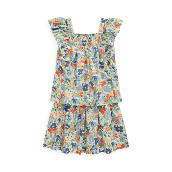Polo Ralph Lauren Ralph Lauren Floral Smocked Cotton Top & Skirt Set